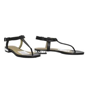 B2 NEW MARC BY MARC JACOBS Black Leather T Srap Studded Sandal Shoes Sz 6.5 $278